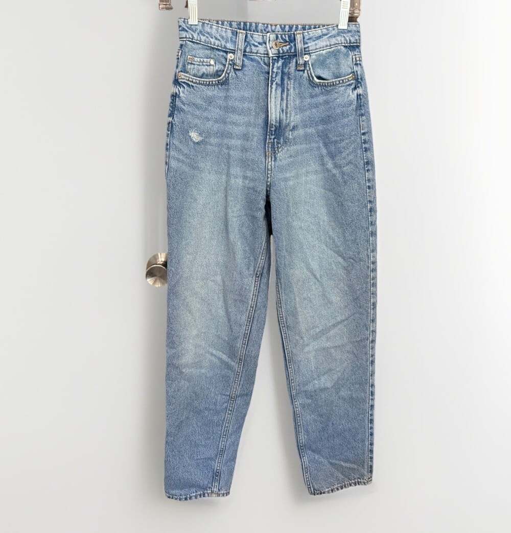 Moms Loose Wide Legs High Waist Jeans 2 W26”/L 26”